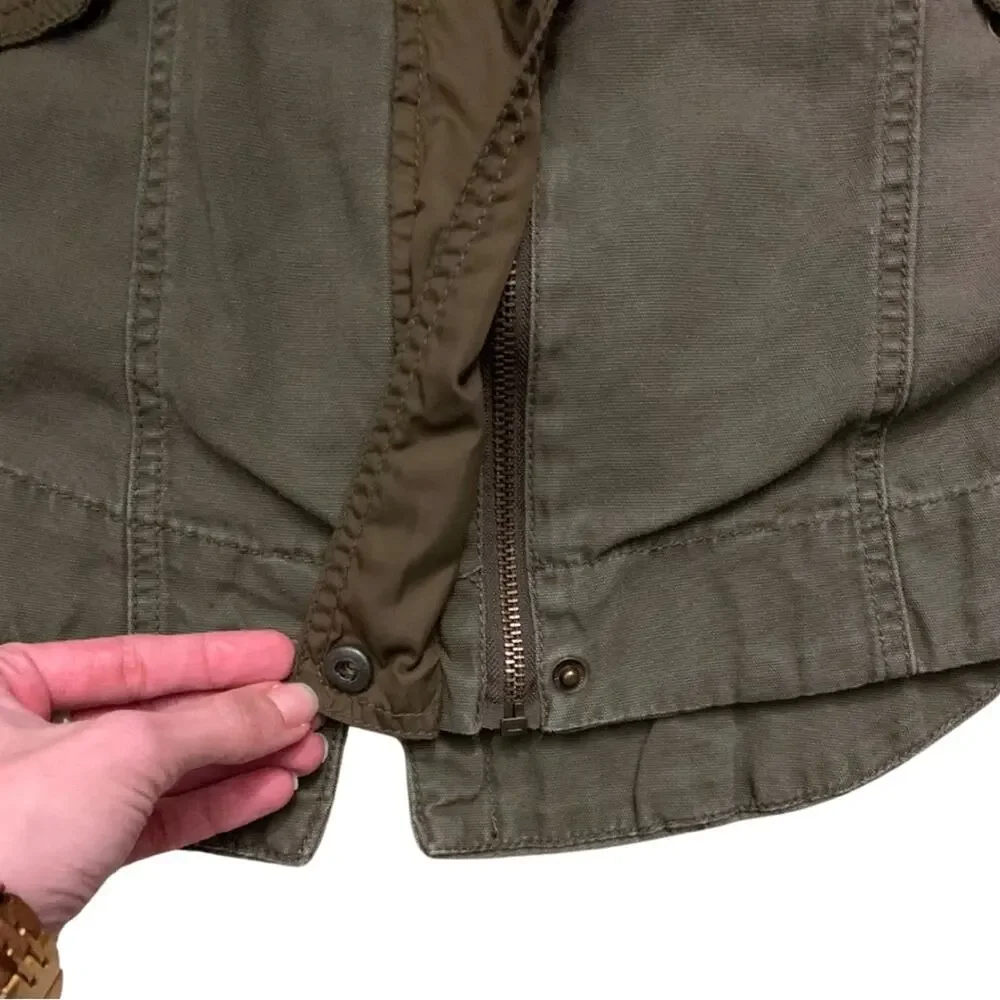 American Rag Military Green Hooded Utility Jacket Coat Army Olive Fisherman